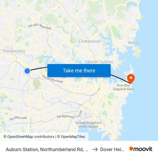 Auburn Station, Northumberland Rd, Stand C to Dover Heights map