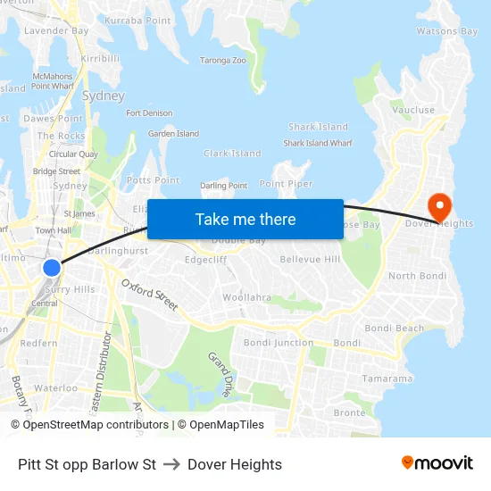 Pitt St opp Barlow St to Dover Heights map