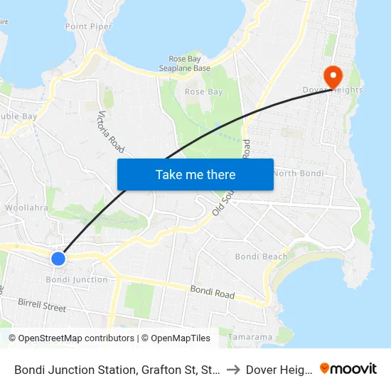 Bondi Junction Station, Grafton St, Stand R to Dover Heights map