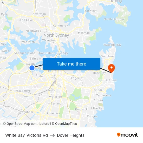 White Bay, Victoria Rd to Dover Heights map