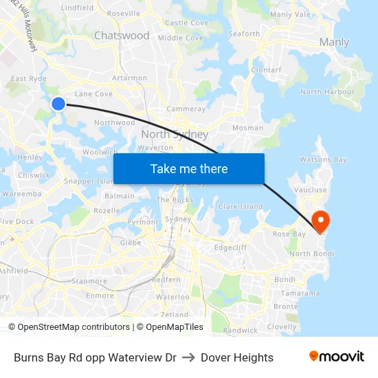Burns Bay Rd opp Waterview Dr to Dover Heights map