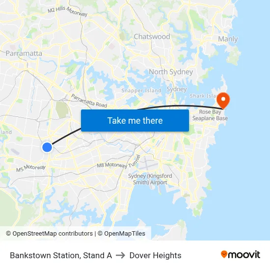 Bankstown Station, Stand A to Dover Heights map