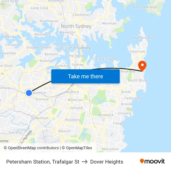 Petersham Station, Trafalgar St to Dover Heights map