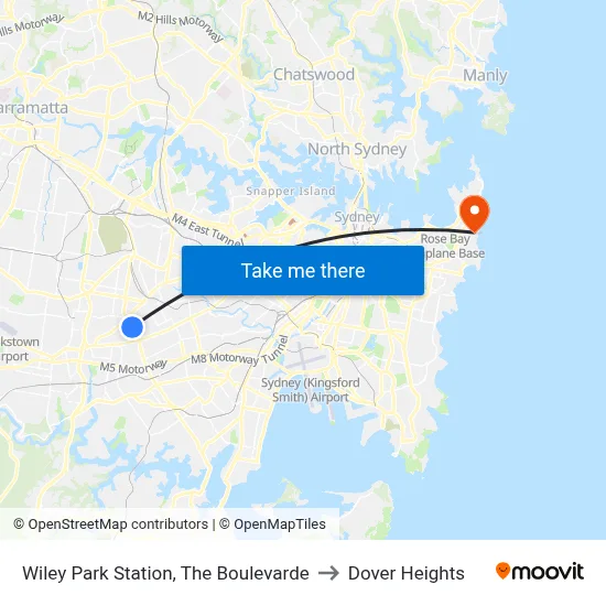 Wiley Park Station, The Boulevarde to Dover Heights map