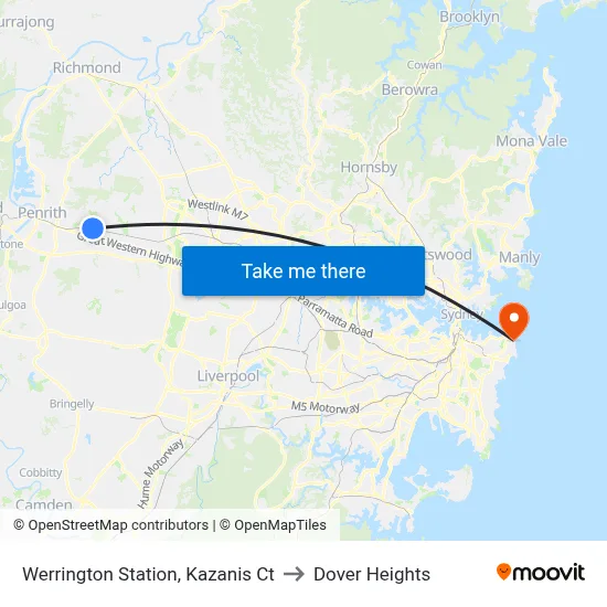 Werrington Station, Kazanis Ct to Dover Heights map