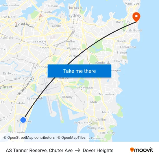 AS Tanner Reserve, Chuter Ave to Dover Heights map