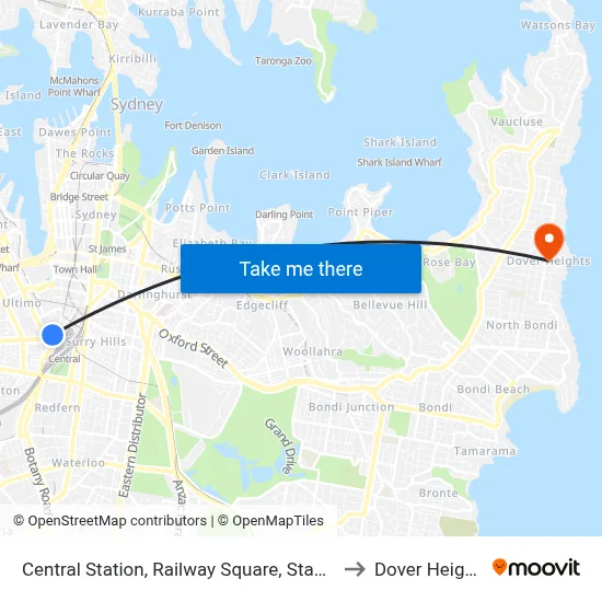 Central Station, Railway Square, Stand M to Dover Heights map