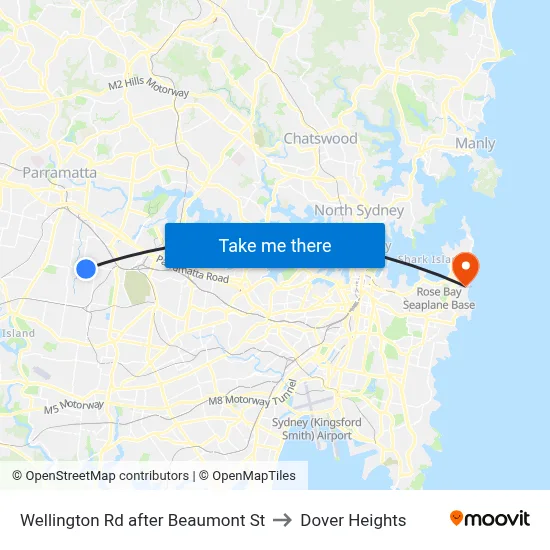 Wellington Rd after Beaumont St to Dover Heights map