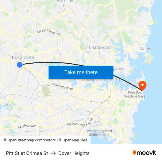 Pitt St at Crimea St to Dover Heights map