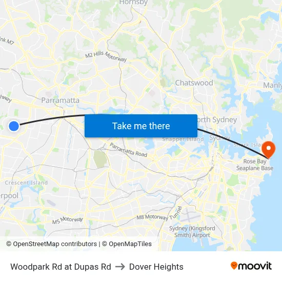 Woodpark Rd at Dupas Rd to Dover Heights map