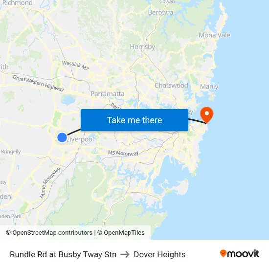 Rundle Rd at Busby Tway Stn to Dover Heights map