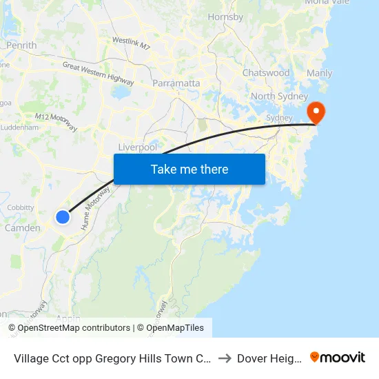 Village Cct opp Gregory Hills Town Centre to Dover Heights map
