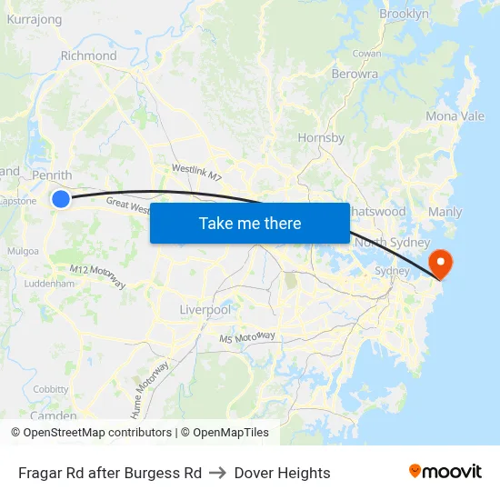 Fragar Rd after Burgess Rd to Dover Heights map