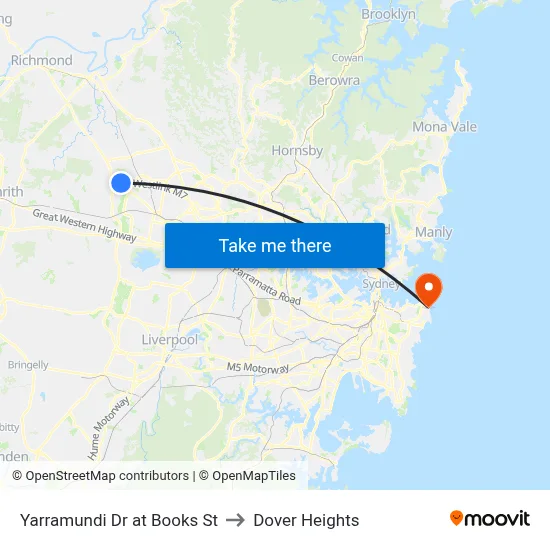 Yarramundi Dr at Books St to Dover Heights map