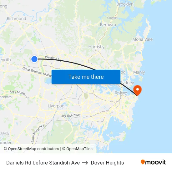 Daniels Rd before Standish Ave to Dover Heights map