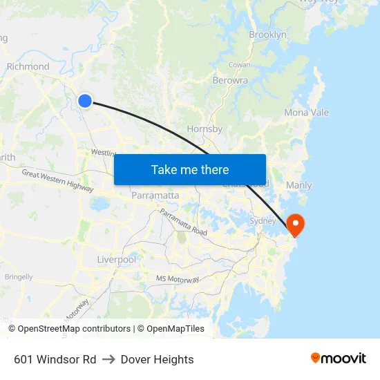 601 Windsor Rd to Dover Heights map