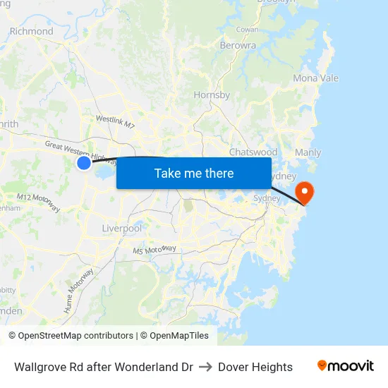 Wallgrove Rd after Wonderland Dr to Dover Heights map