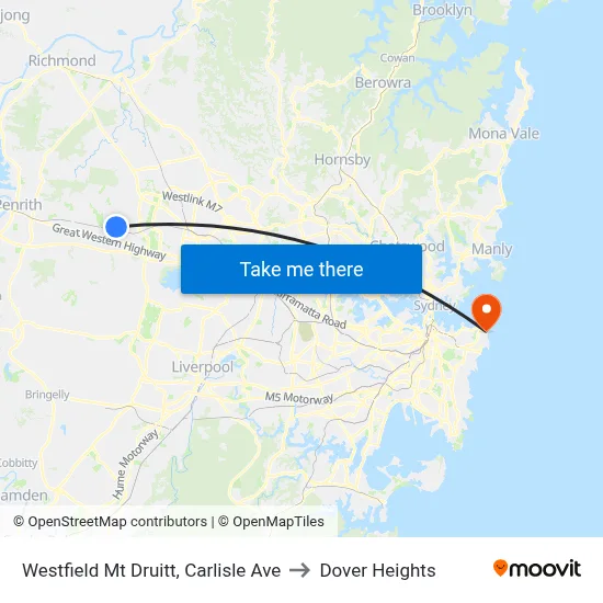 Westfield Mt Druitt, Carlisle Ave to Dover Heights map