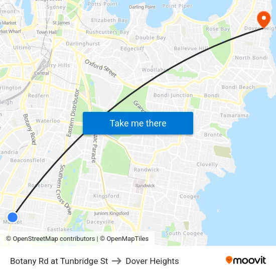 Botany Rd at Tunbridge St to Dover Heights map