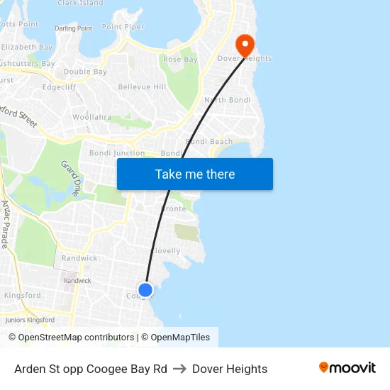Arden St opp Coogee Bay Rd to Dover Heights map