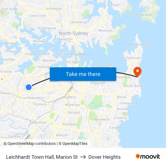 Leichhardt Town Hall, Marion St to Dover Heights map