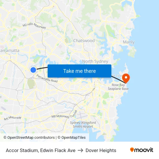 Accor Stadium, Edwin Flack Ave to Dover Heights map