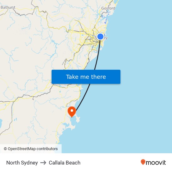 North Sydney to Callala Beach map