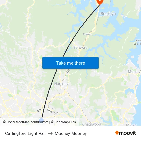 Carlingford Light Rail to Mooney Mooney map