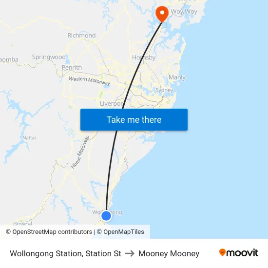 Wollongong Station, Station St to Mooney Mooney map