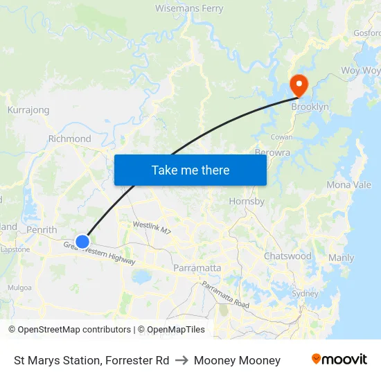 St Marys Station, Forrester Rd to Mooney Mooney map