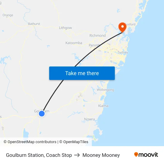 Goulburn Station, Coach Stop to Mooney Mooney map