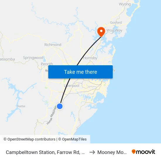 Campbelltown Station, Farrow Rd, Stand G to Mooney Mooney map