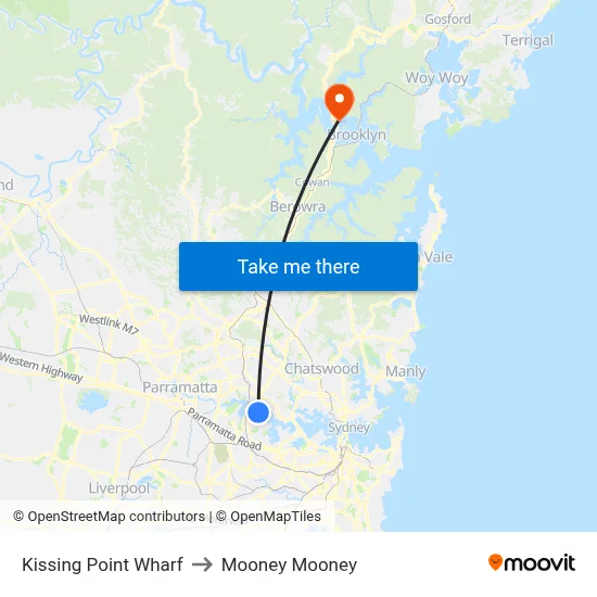 Kissing Point Wharf to Mooney Mooney map