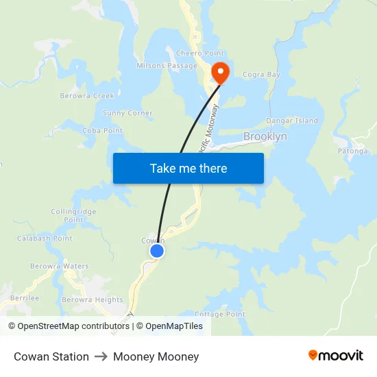 Cowan Station to Mooney Mooney map