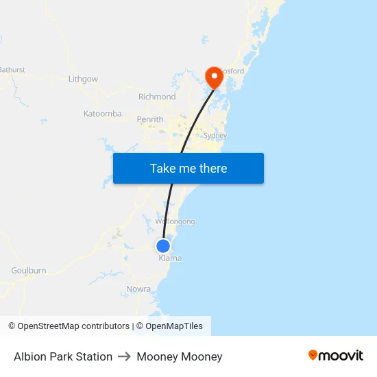 Albion Park Station to Mooney Mooney map