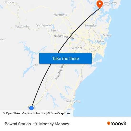 Bowral Station to Mooney Mooney map