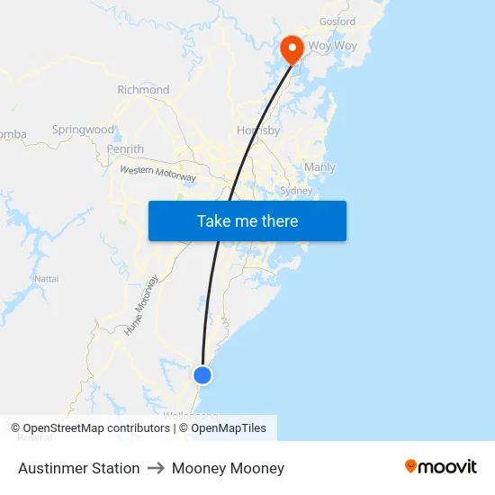 Austinmer Station to Mooney Mooney map