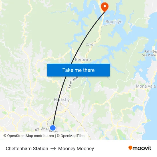 Cheltenham Station to Mooney Mooney map