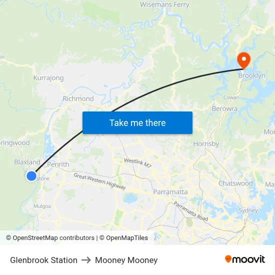 Glenbrook Station to Mooney Mooney map
