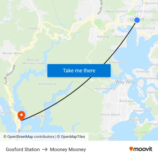 Gosford Station to Mooney Mooney map
