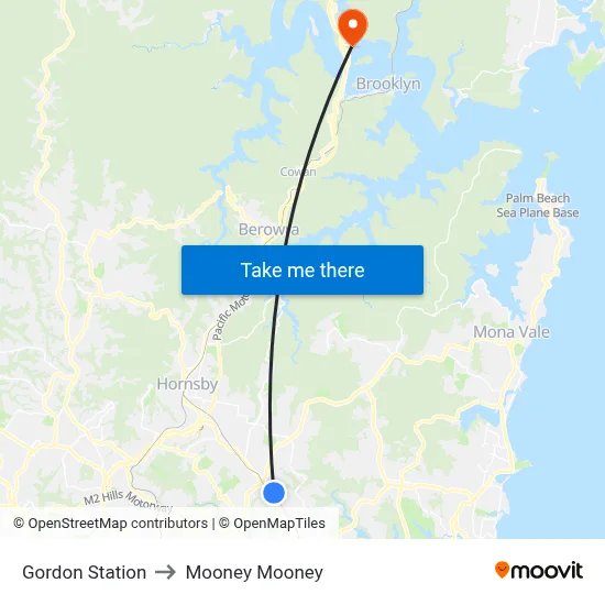 Gordon Station to Mooney Mooney map