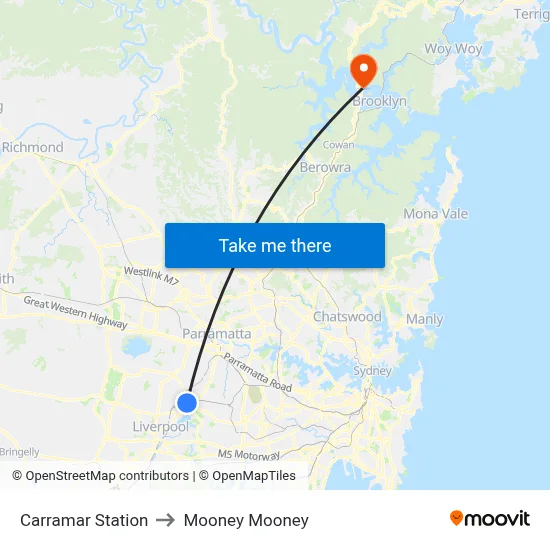 Carramar Station to Mooney Mooney map