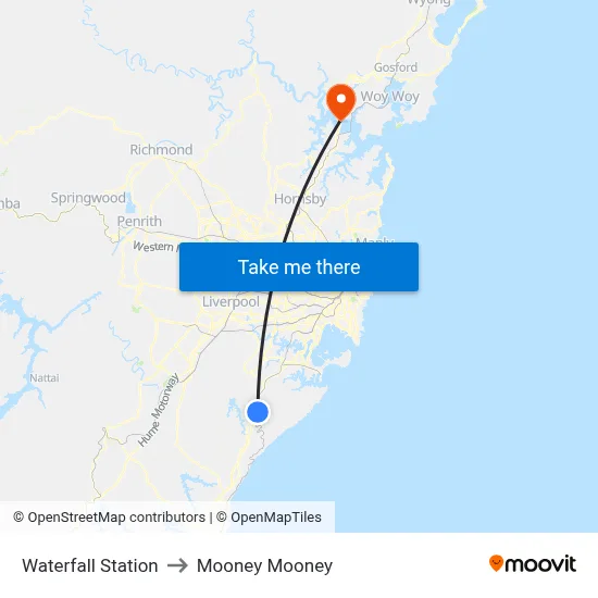 Waterfall Station to Mooney Mooney map