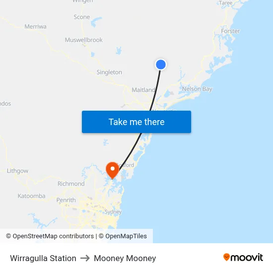 Wirragulla Station to Mooney Mooney map