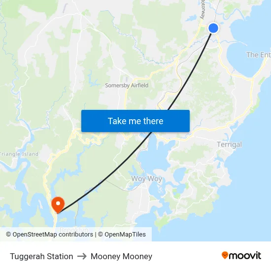 Tuggerah Station to Mooney Mooney map