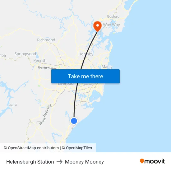 Helensburgh Station to Mooney Mooney map