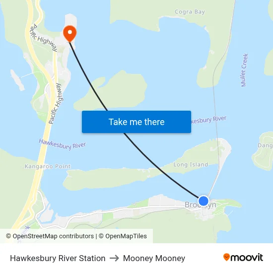 Hawkesbury River Station to Mooney Mooney map