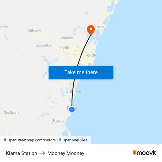 Kiama Station to Mooney Mooney map