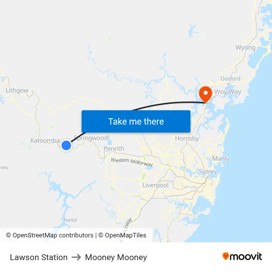 Lawson Station to Mooney Mooney map