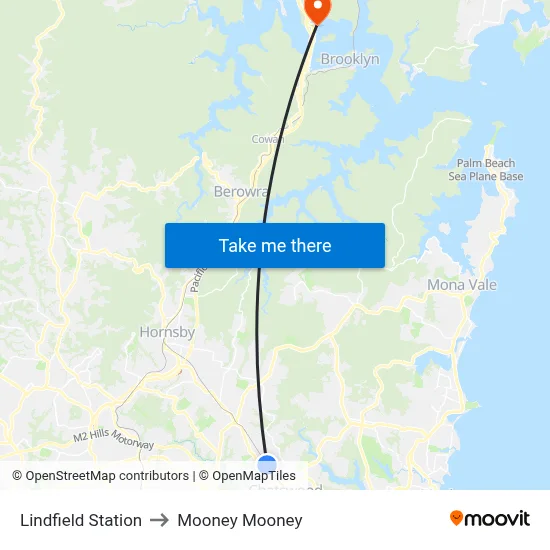Lindfield Station to Mooney Mooney map